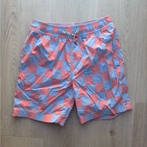 Crewcuts Coral & Light Blue Check Swim Shorts 12yr